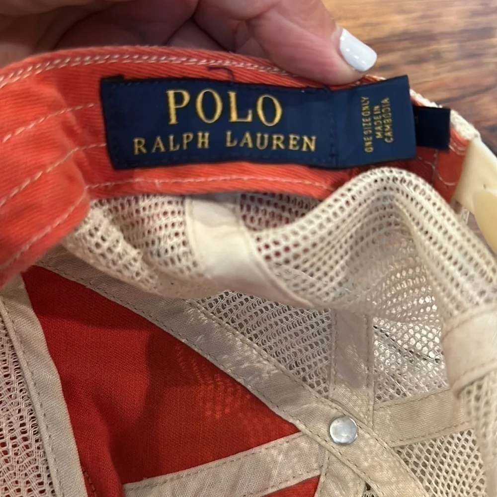 Polo Ralph Lauren Vintage Trucker Baseball Hat Hunting Orange Army Green